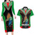 Custom PNG Mendi Muruks Rugby Couples Matching Long Sleeve Bodycon Dress and Hawaiian Shirt The Cassowary Head and PNG Bird Polynesian Tattoo LT03 Green - Polynesian Pride