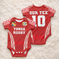 Custom Tonga Pacific Rugby 2024 Baby Onesie Ngatu Tribal Pattern LT03 - Polynesian Pride
