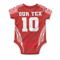 Custom Tonga Pacific Rugby 2024 Baby Onesie Ngatu Tribal Pattern LT03 - Polynesian Pride