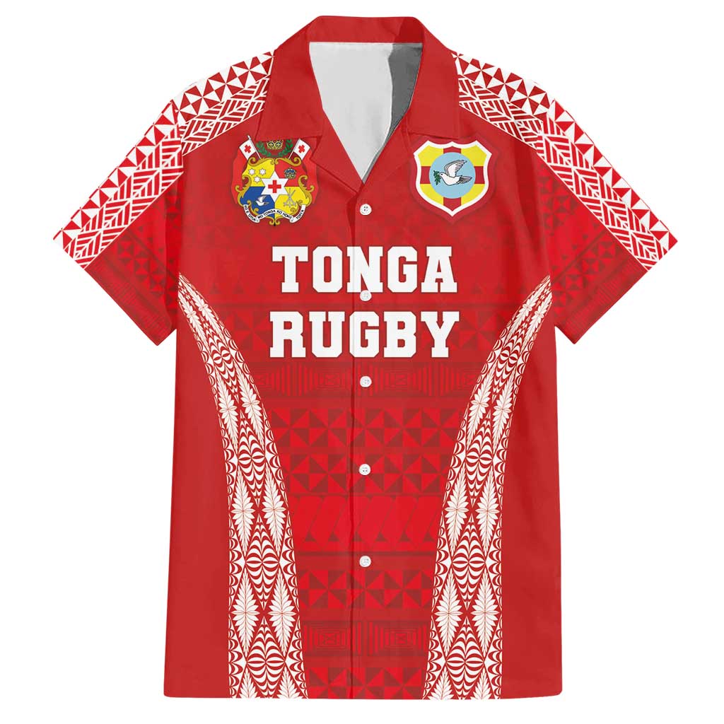 Custom Tonga Pacific Rugby 2024 Hawaiian Shirt Ngatu Tribal Pattern