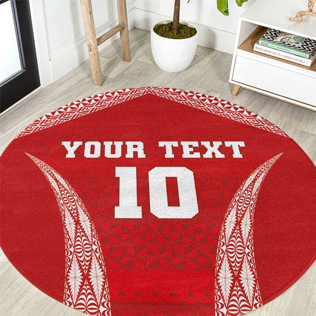 Custom Tonga Pacific Rugby 2024 Round Carpet Ngatu Tribal Pattern