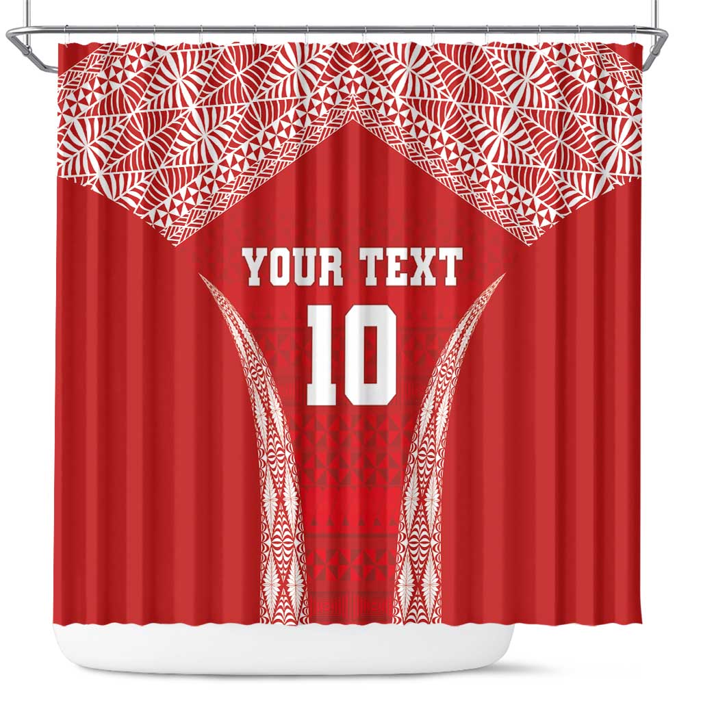 Custom Tonga Pacific Rugby 2024 Shower Curtain Ngatu Tribal Pattern