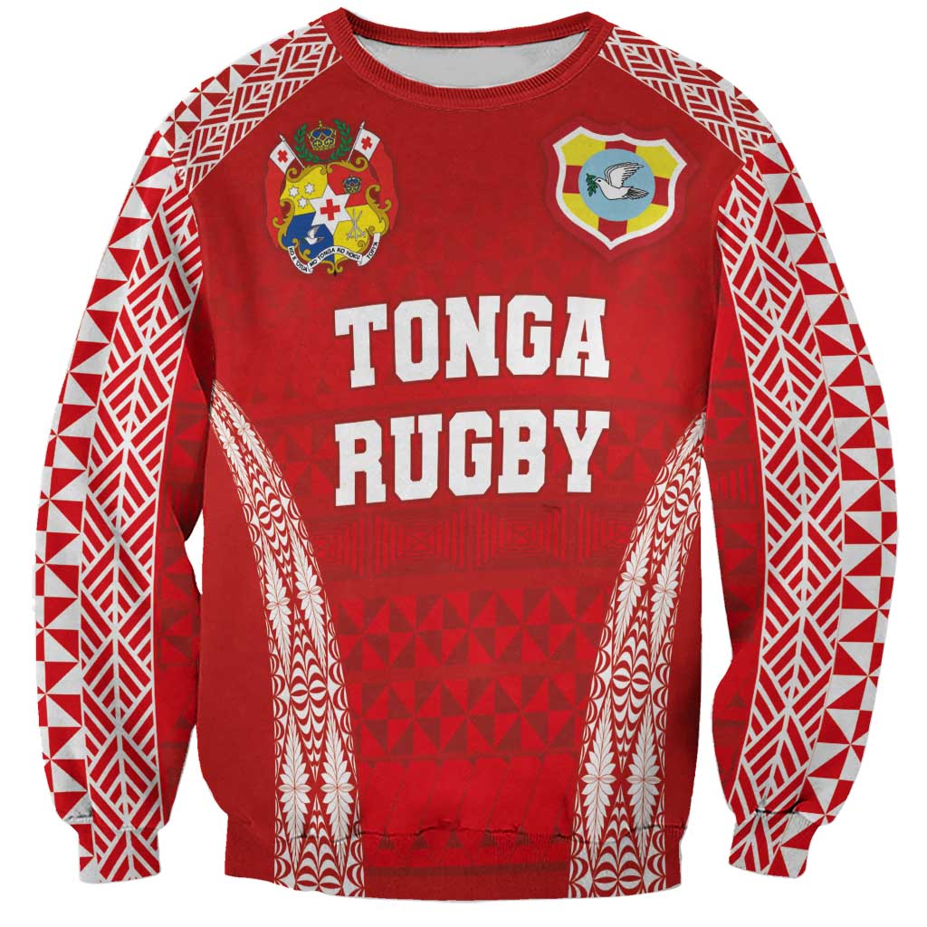 Custom Tonga Pacific Rugby 2024 Sweatshirt Ngatu Tribal Pattern