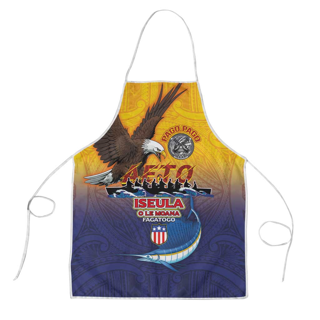 American Samoa Fautasi Apron Bald Eage and Sailfish with Kakau Motifs - Polynesian Pride