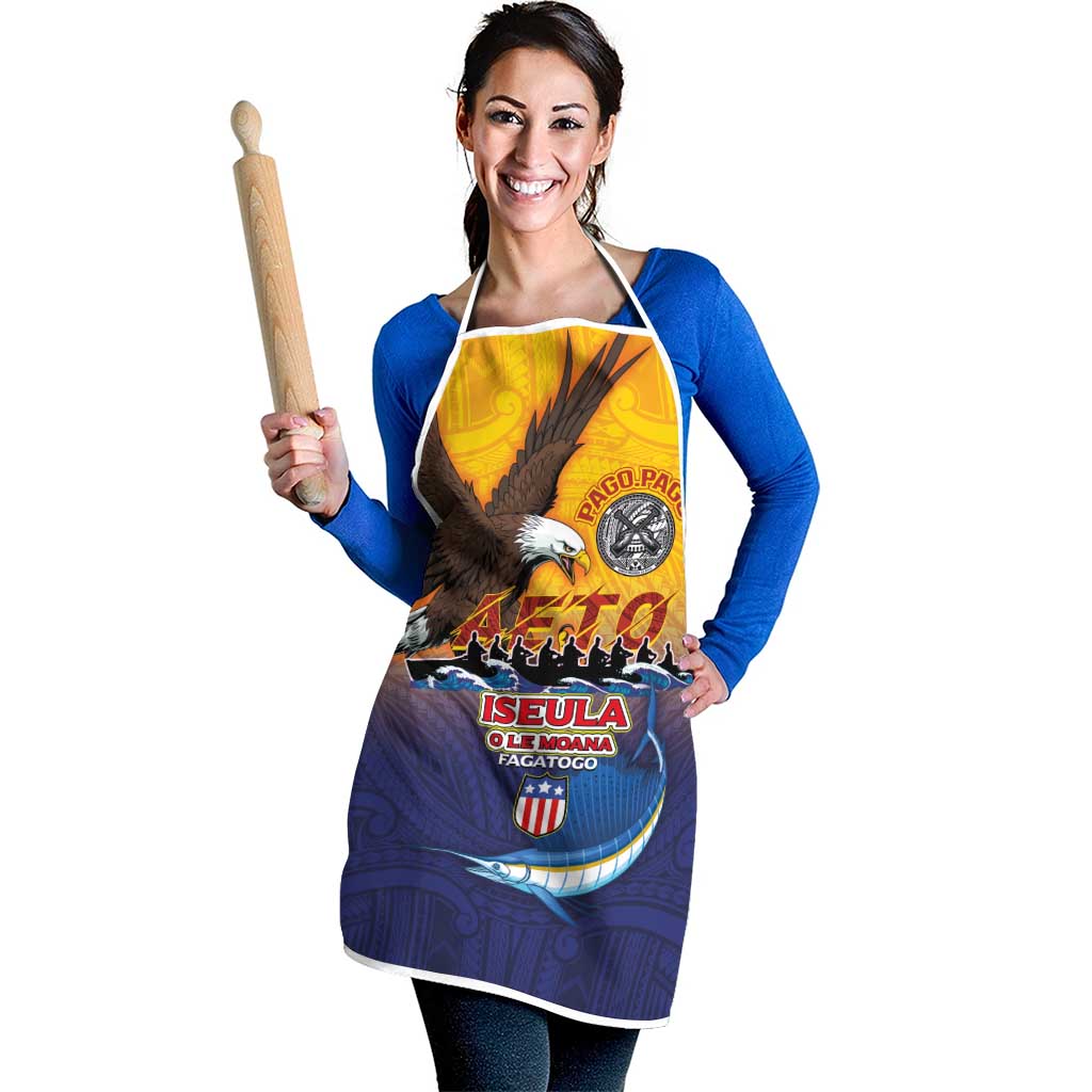 American Samoa Fautasi Apron Bald Eage and Sailfish with Kakau Motifs - Polynesian Pride