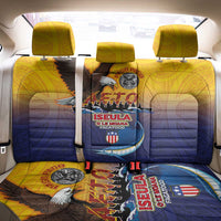American Samoa Fautasi Back Car Seat Cover Bald Eage and Sailfish with Kakau Motifs - Polynesian Pride