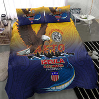 American Samoa Fautasi Bedding Set Bald Eage and Sailfish with Kakau Motifs - Polynesian Pride
