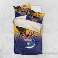 American Samoa Fautasi Bedding Set Bald Eage and Sailfish with Kakau Motifs - Polynesian Pride