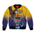 American Samoa Fautasi Bomber Jacket Bald Eage and Sailfish with Kakau Motifs - Polynesian Pride