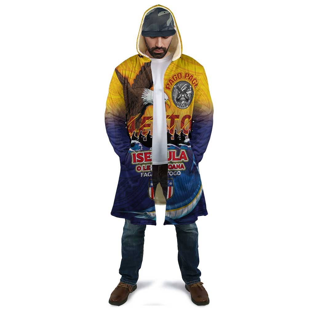 American Samoa Fautasi Cloak Bald Eage and Sailfish with Kakau Motifs - Polynesian Pride