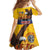 American Samoa Fautasi Family Matching Off The Shoulder Long Sleeve Dress and Hawaiian Shirt Bald Eage and Sailfish with Kakau Motifs - Polynesian Pride