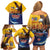 American Samoa Fautasi Family Matching Off Shoulder Short Dress and Hawaiian Shirt Bald Eage and Sailfish with Kakau Motifs - Polynesian Pride