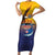 American Samoa Fautasi Family Matching Short Sleeve Bodycon Dress and Hawaiian Shirt Bald Eage and Sailfish with Kakau Motifs - Polynesian Pride