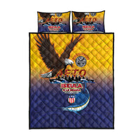 American Samoa Fautasi Quilt Bed Set Bald Eage and Sailfish with Kakau Motifs - Polynesian Pride