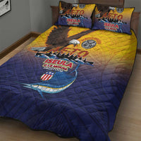 American Samoa Fautasi Quilt Bed Set Bald Eage and Sailfish with Kakau Motifs - Polynesian Pride