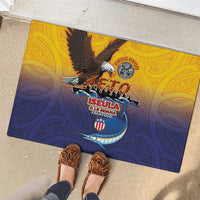 American Samoa Fautasi Rubber Doormat Bald Eage and Sailfish with Kakau Motifs - Polynesian Pride
