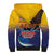 American Samoa Fautasi Sherpa Hoodie Bald Eage and Sailfish with Kakau Motifs - Polynesian Pride