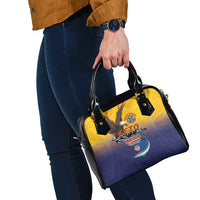 American Samoa Fautasi Shoulder Handbag Bald Eage and Sailfish with Kakau Motifs - Polynesian Pride