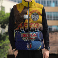 American Samoa Fautasi Sleeveless Puffer Jacket Bald Eage and Sailfish with Kakau Motifs - Polynesian Pride