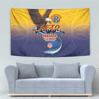 American Samoa Fautasi Tapestry Bald Eage and Sailfish with Kakau Motifs - Polynesian Pride