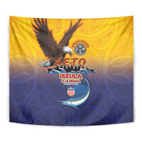 American Samoa Fautasi Tapestry Bald Eage and Sailfish with Kakau Motifs - Polynesian Pride