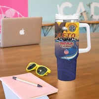 American Samoa Fautasi Tumbler With Handle Bald Eage and Sailfish with Kakau Motifs - Polynesian Pride