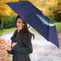 American Samoa Fautasi Umbrella Bald Eage and Sailfish with Kakau Motifs - Polynesian Pride