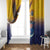 American Samoa Fautasi Window Curtain Bald Eage and Sailfish with Kakau Motifs - Polynesian Pride