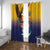American Samoa Fautasi Window Curtain Bald Eage and Sailfish with Kakau Motifs - Polynesian Pride