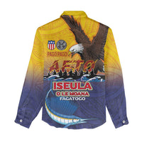 American Samoa Fautasi Women Casual Shirt Bald Eage and Sailfish with Kakau Motifs - Polynesian Pride