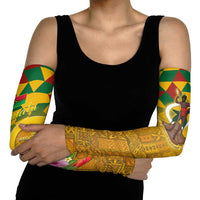 Melanesian Vanuatu Arm Sleeves With Tapa Tribal Pattern and Triangle Geometric Tricolor - Polynesian Pride