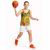 Melanesian Vanuatu Basketball Jersey With Tapa Tribal Pattern and Triangle Geometric Tricolor - Polynesian Pride