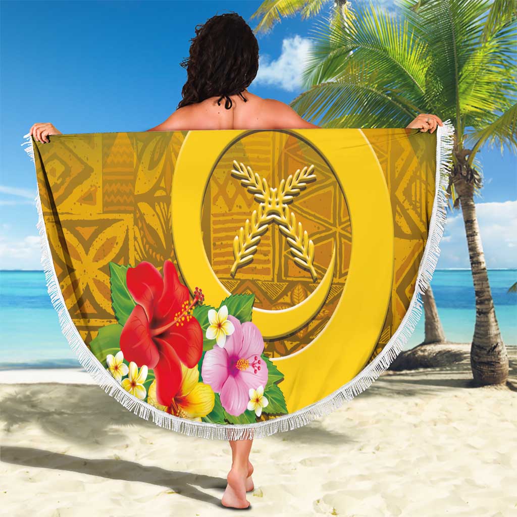 Melanesian Vanuatu Beach Blanket With Tapa Tribal Pattern and Triangle Geometric Tricolor - Polynesian Pride