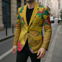 Melanesian Vanuatu Blazer With Tapa Tribal Pattern and Triangle Geometric Tricolor - Polynesian Pride