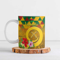 Melanesian Vanuatu Ceramic Mug With Tapa Tribal Pattern and Triangle Geometric Tricolor - Polynesian Pride