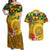 Melanesian Vanuatu Couples Matching Off Shoulder Maxi Dress and Hawaiian Shirt With Tapa Tribal Pattern and Triangle Geometric Tricolor - Polynesian Pride
