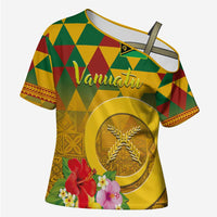 Melanesian Vanuatu Cross Shoulder Shirt With Tapa Tribal Pattern and Triangle Geometric Tricolor - Polynesian Pride