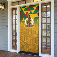 Melanesian Vanuatu Door Cover With Tapa Tribal Pattern and Triangle Geometric Tricolor - Polynesian Pride