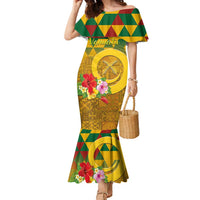 Melanesian Vanuatu Family Matching Mermaid Dress and Hawaiian Shirt With Tapa Tribal Pattern and Triangle Geometric Tricolor - Polynesian Pride