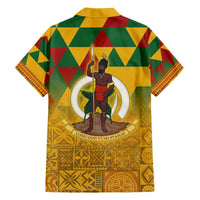 Melanesian Vanuatu Family Matching Off The Shoulder Long Sleeve Dress and Hawaiian Shirt With Tapa Tribal Pattern and Triangle Geometric Tricolor - Polynesian Pride