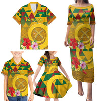 Melanesian Vanuatu Family Matching Puletasi and Hawaiian Shirt With Tapa Tribal Pattern and Triangle Geometric Tricolor LT03 - Polynesian Pride