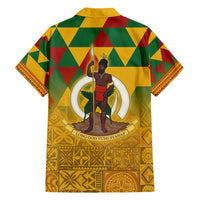 Melanesian Vanuatu Family Matching Summer Maxi Dress and Hawaiian Shirt With Tapa Tribal Pattern and Triangle Geometric Tricolor - Polynesian Pride