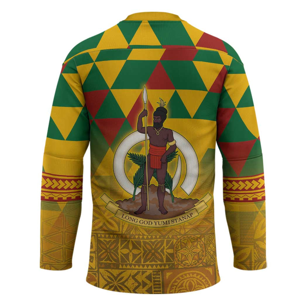 Melanesian Vanuatu Hockey Jersey With Tapa Tribal Pattern and Triangle Geometric Tricolor - Polynesian Pride
