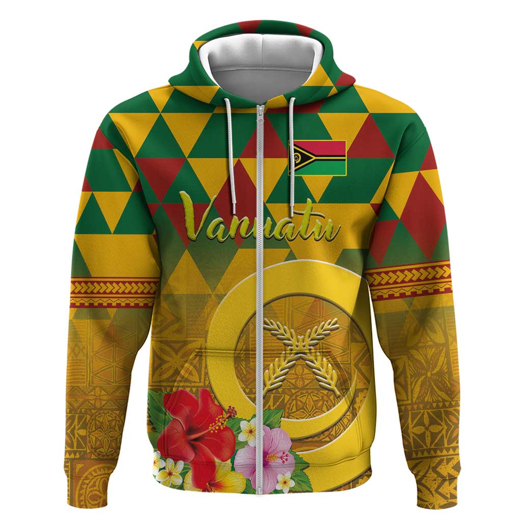 Melanesian Vanuatu Hoodie With Tapa Tribal Pattern and Triangle Geometric Tricolor - Polynesian Pride