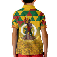 Melanesian Vanuatu Kid Polo Shirt With Tapa Tribal Pattern and Triangle Geometric Tricolor - Polynesian Pride