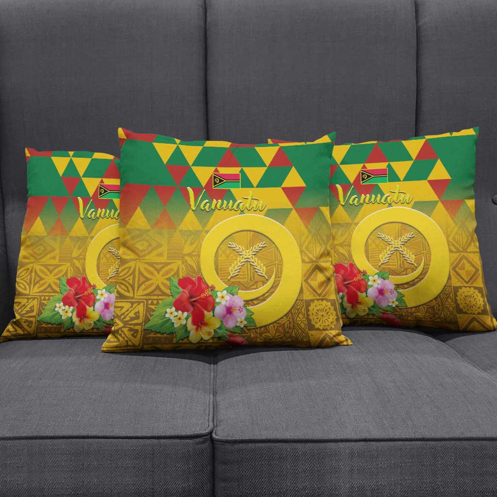 Melanesian Vanuatu Pillow Cover With Tapa Tribal Pattern and Triangle Geometric Tricolor - Polynesian Pride