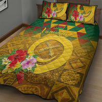 Melanesian Vanuatu Quilt Bed Set With Tapa Tribal Pattern and Triangle Geometric Tricolor - Polynesian Pride