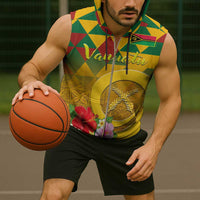 Melanesian Vanuatu Sleeveless Zip Hoodie With Tapa Tribal Pattern and Triangle Geometric Tricolor - Polynesian Pride