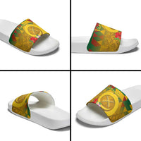 Melanesian Vanuatu Slide Sandals With Tapa Tribal Pattern and Triangle Geometric Tricolor - Polynesian Pride
