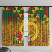 Melanesian Vanuatu Window Curtain With Tapa Tribal Pattern and Triangle Geometric Tricolor - Polynesian Pride